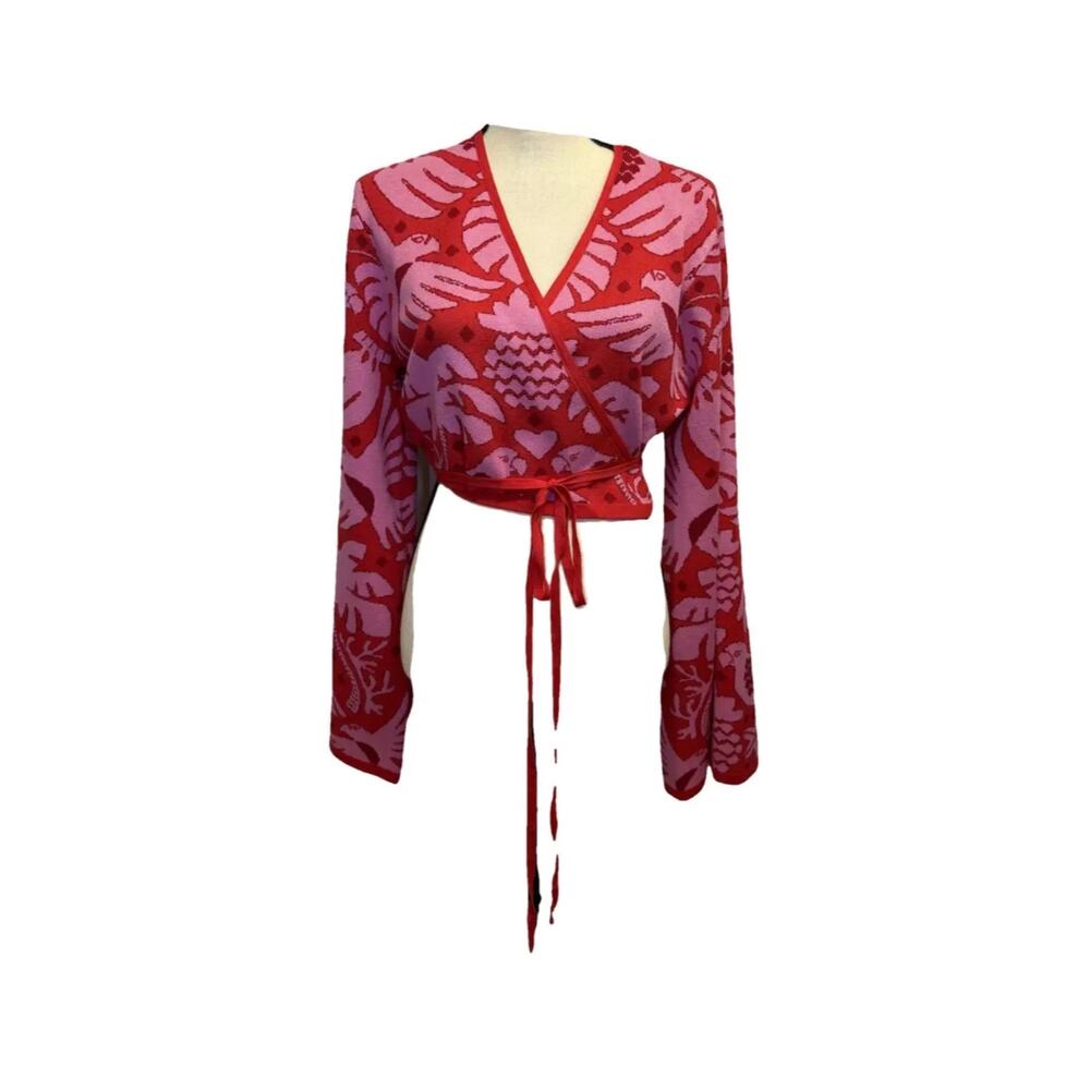 FARM Rio Red and Pink Crop Top NWT